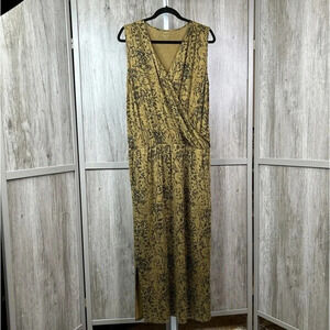 Garnet Hill Maxi Dress Animal Print Sleeveless Pockets Sz L